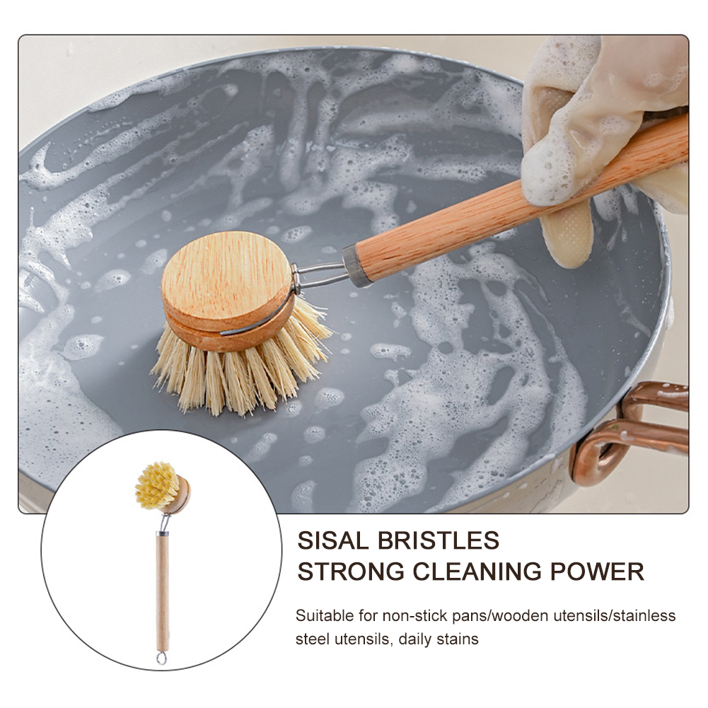Wood Stain Brush - Replaceable Dish Brush Wooden Handle Stain