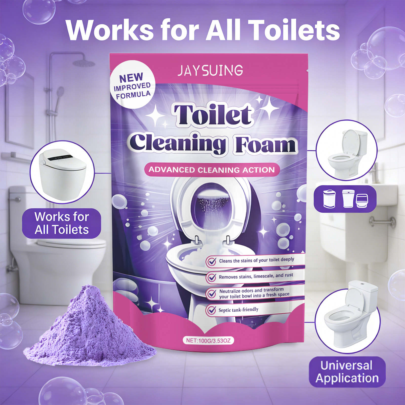 Home Improvement Mall - ﻿Toilet Cleaning Powder Powerful Cleaning Easy