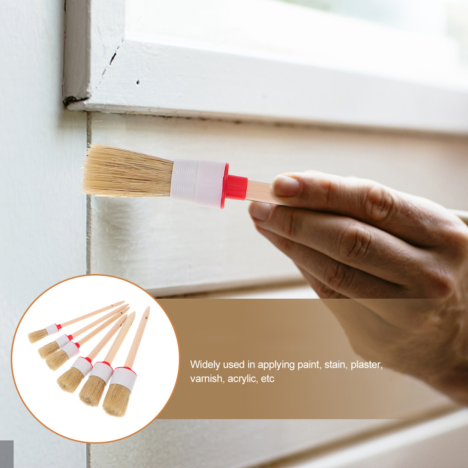6Pcs Flexible Bristle Paint Br - Wood Stain Brush ulasan dan harga