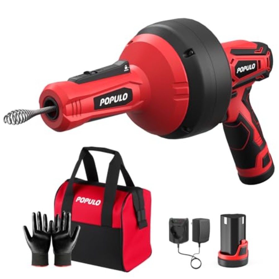 POPULO 12V Cordless Electric D - Plumbing Snake Drain ulasan dan harga