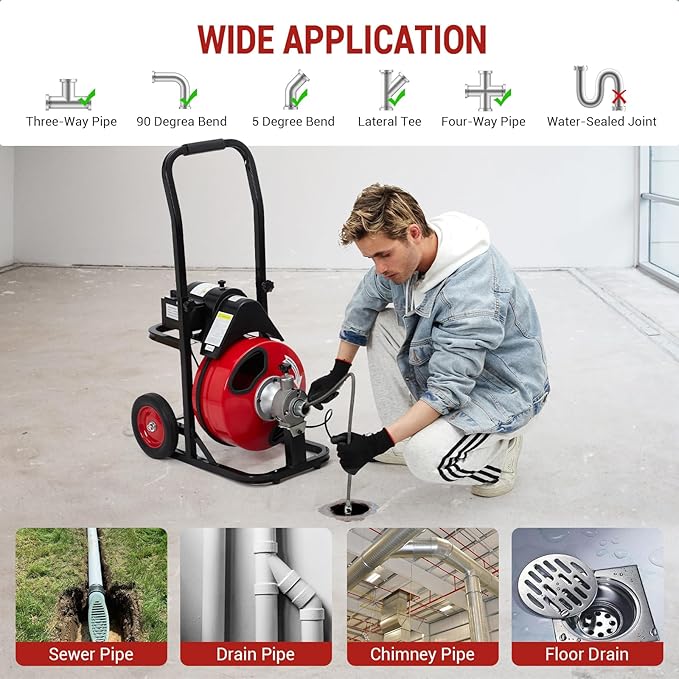 Auto Feed 75 ft x 1/2 in Drain - Plumbing Snake Drain ulasan dan harga