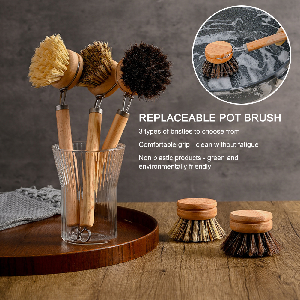 Replaceable Dish Brush Wooden  - Wood Stain Brush ulasan dan harga