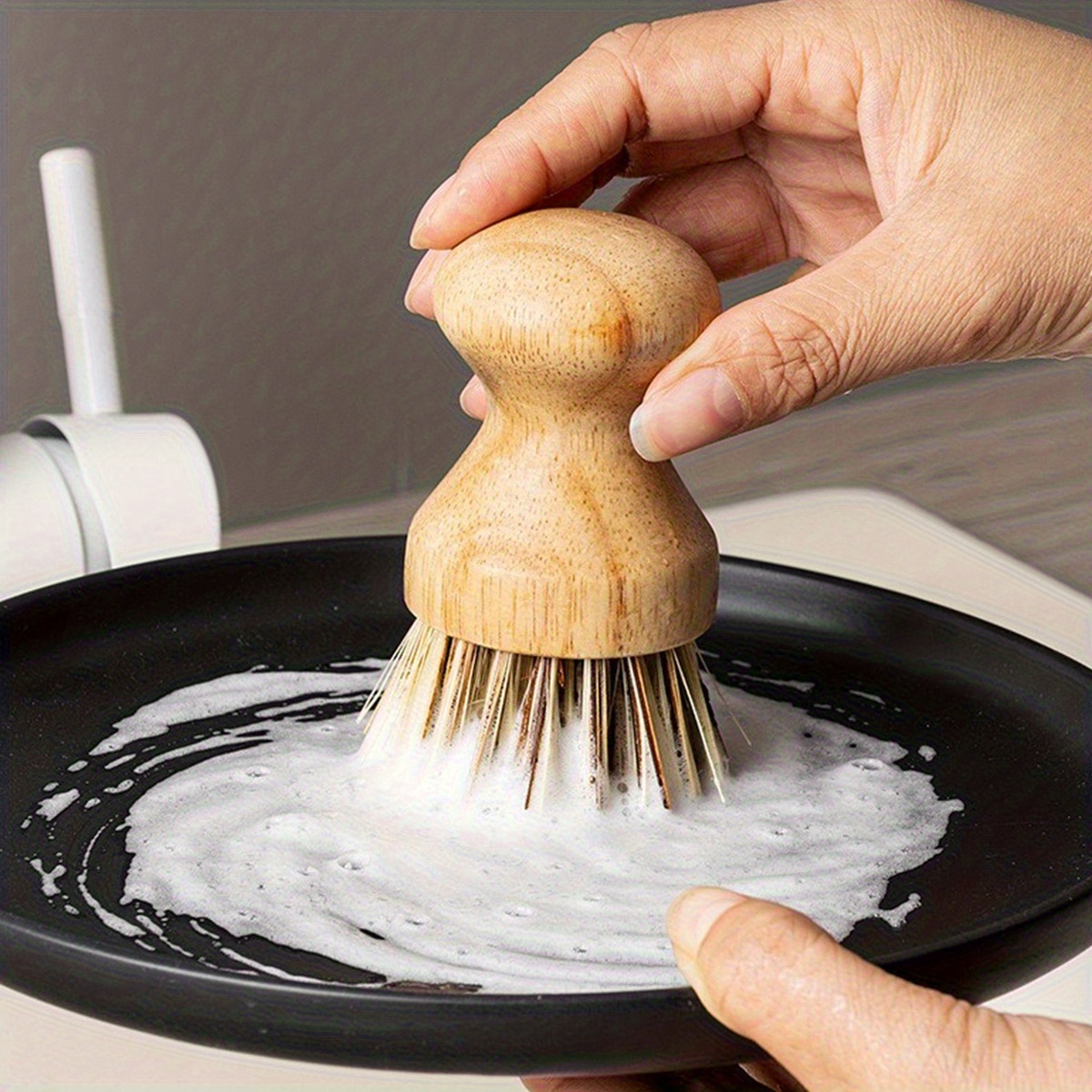 1pc Solid Wood Dishwashing Bru - Wood Stain Brush ulasan dan harga