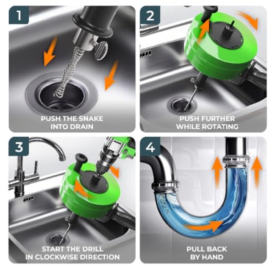 【Spot goods】drain snake [50FT] - Plumbing Snake Drain ulasan dan harga