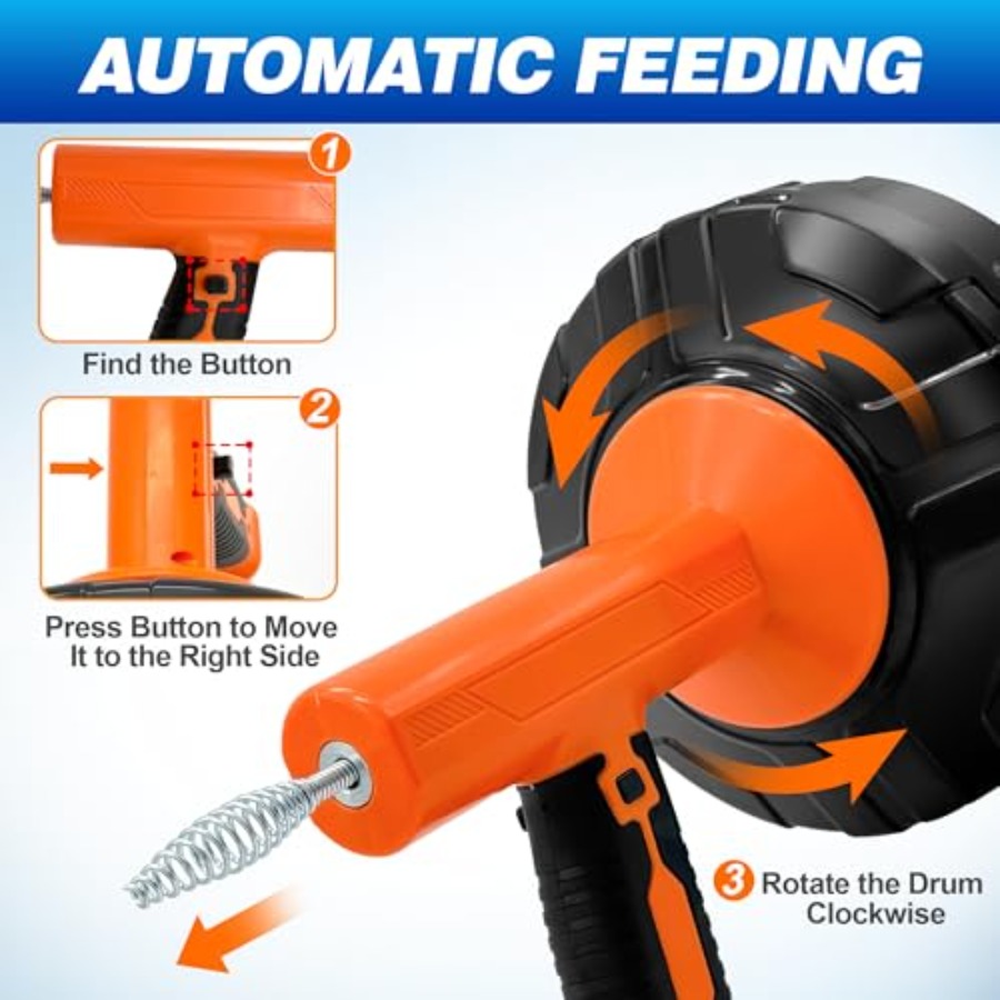 Drainsoon Auto Feed Drain Auge - Plumbing Snake Drain ulasan dan harga